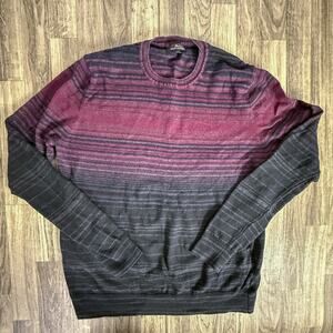 Marc Anthony Men’s Striped Crewneck Sweater Burgundy Black Gray Luxury Blend